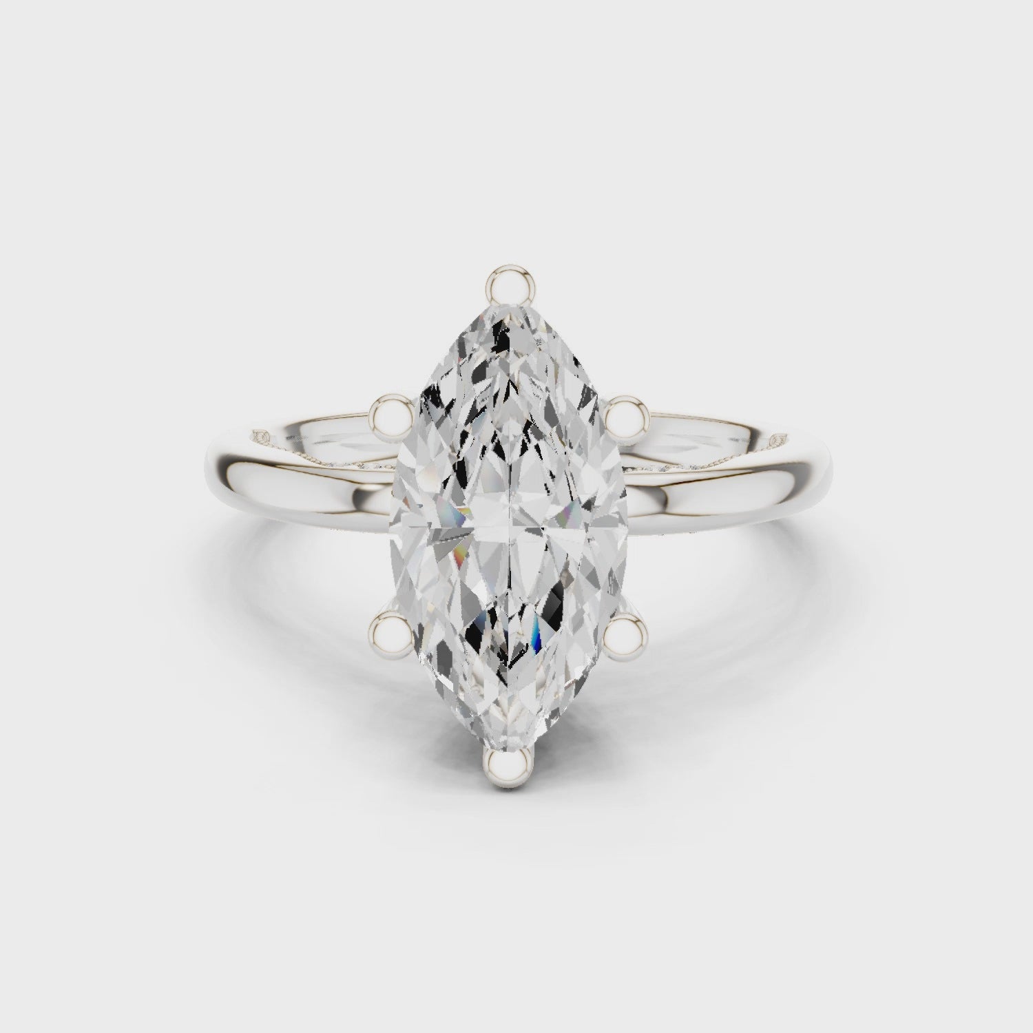 Hidden Halo Marquise Cut Diamond Engagement Ring