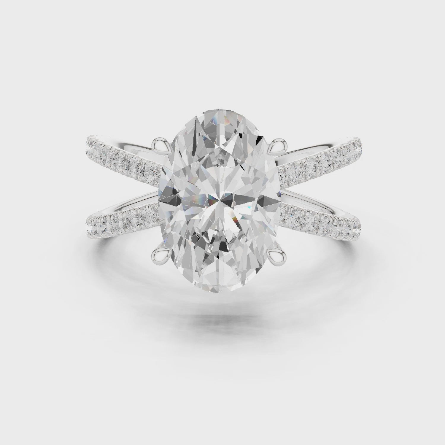 Oval Cut Diamond Split Shank Engagement Ring