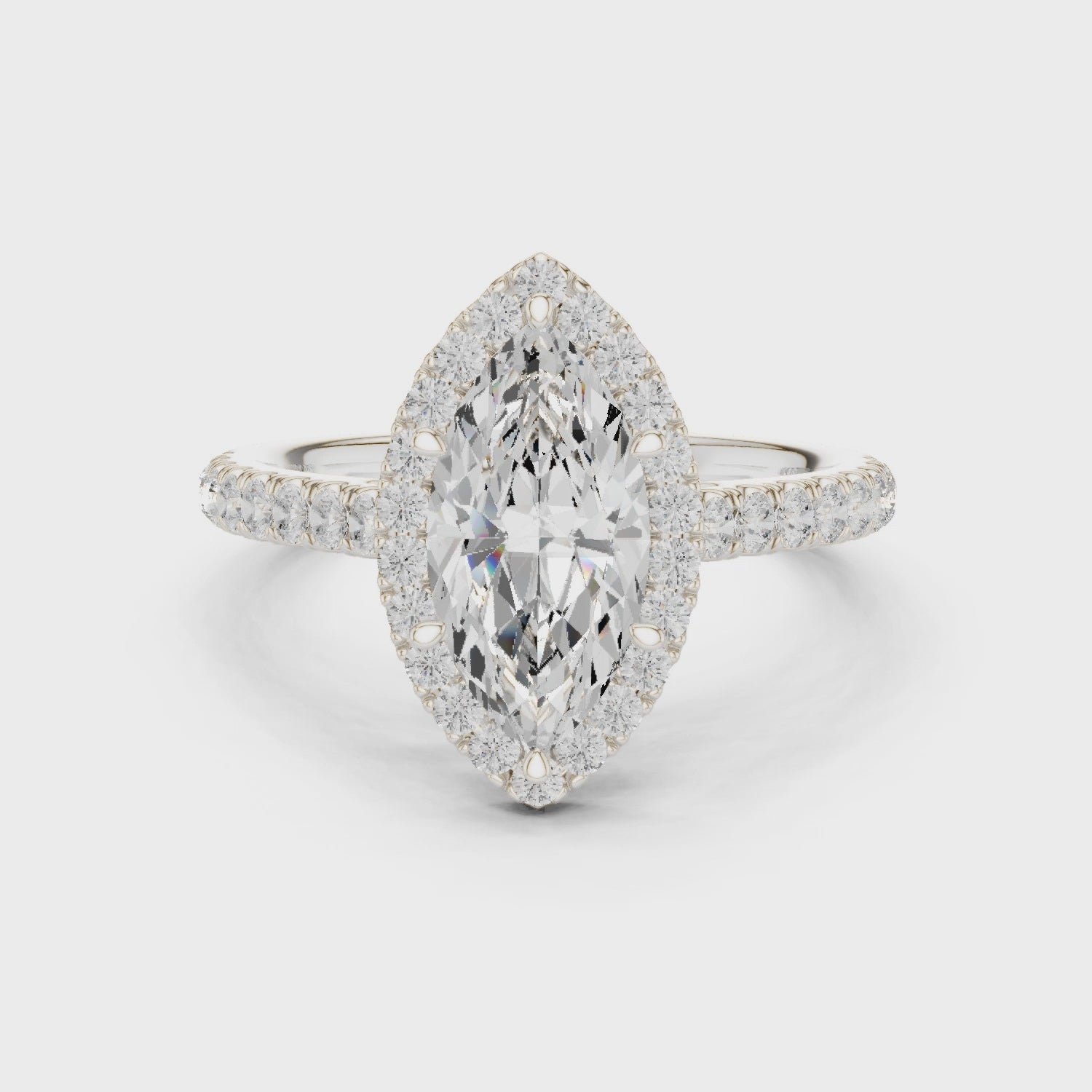 Marquise Shape Diamond Halo Engagement Ring
