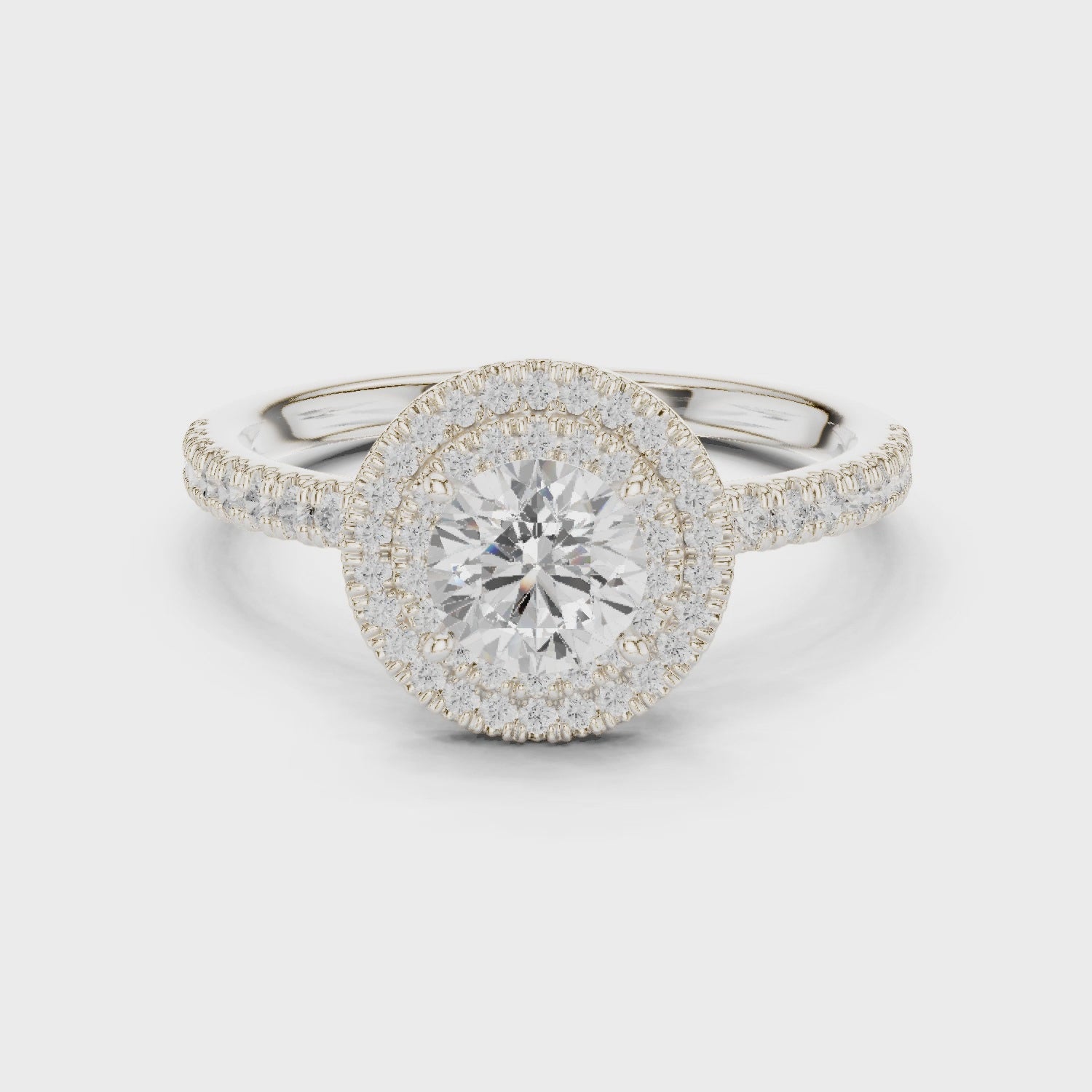 Round Diamond Double Halo Engagement Ring
