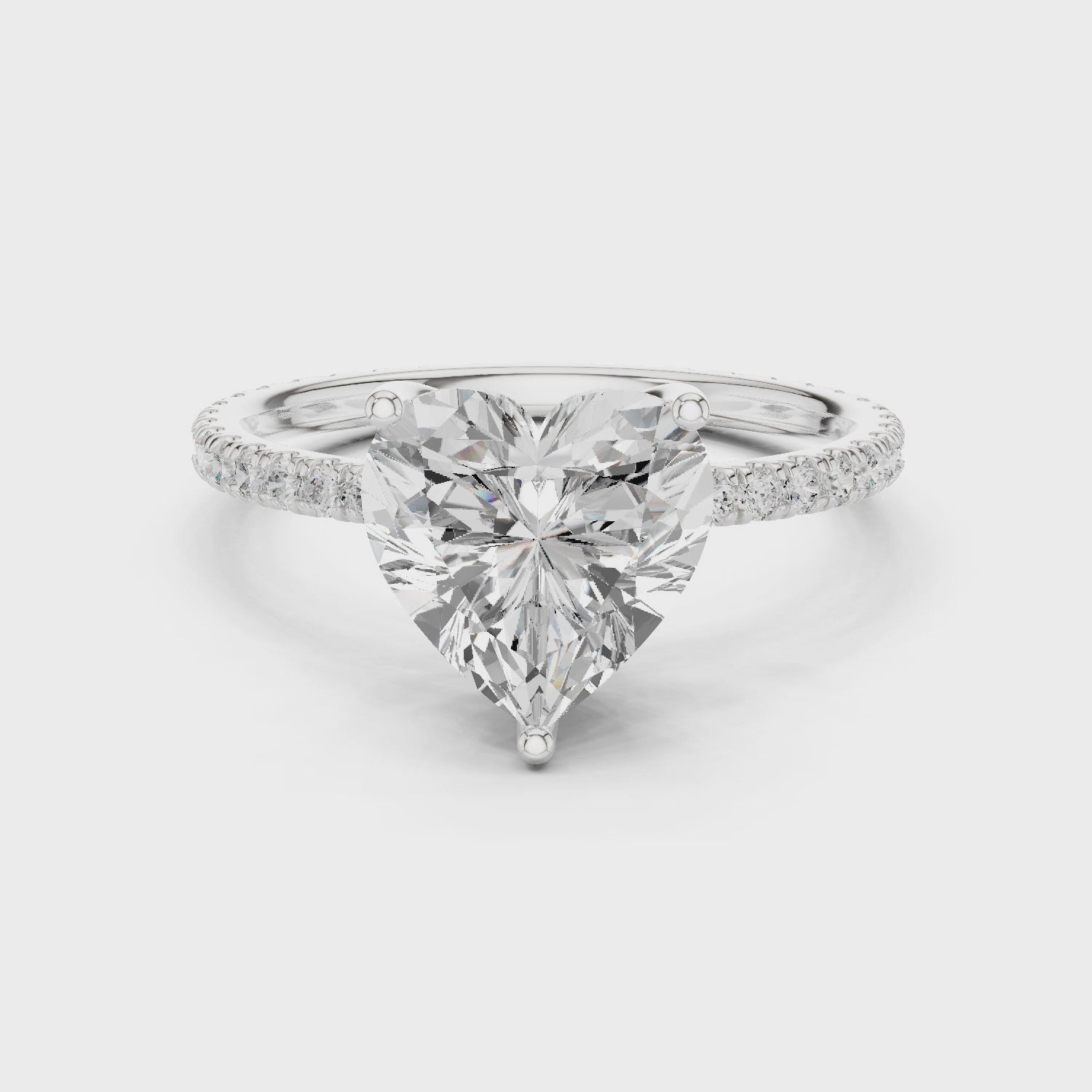 Heart Shape Diamond Pave Band Engagement Ring