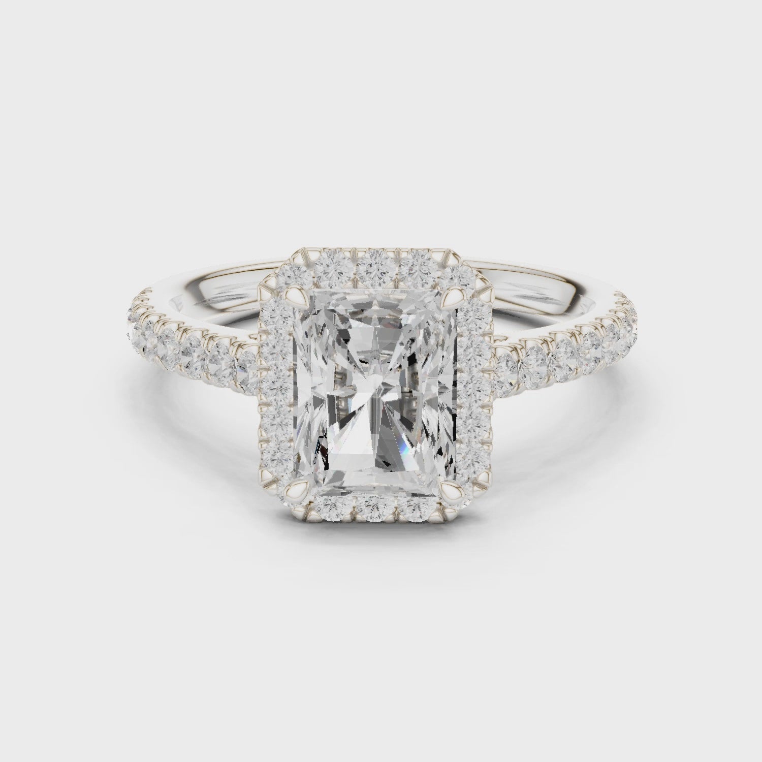 Radiant Shape Diamond Halo Engagement Ring