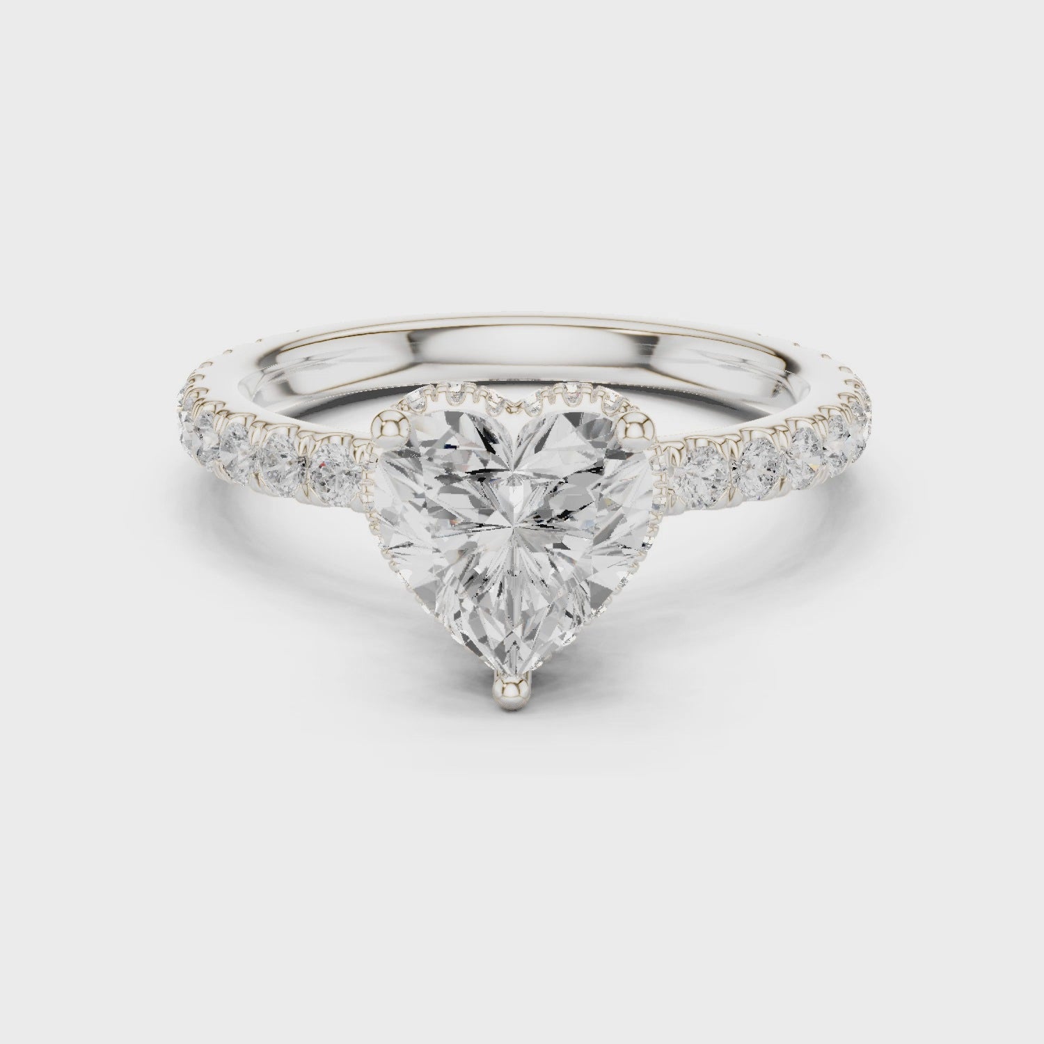 Heart Cut Diamond Double Halo Pave Engagement Ring