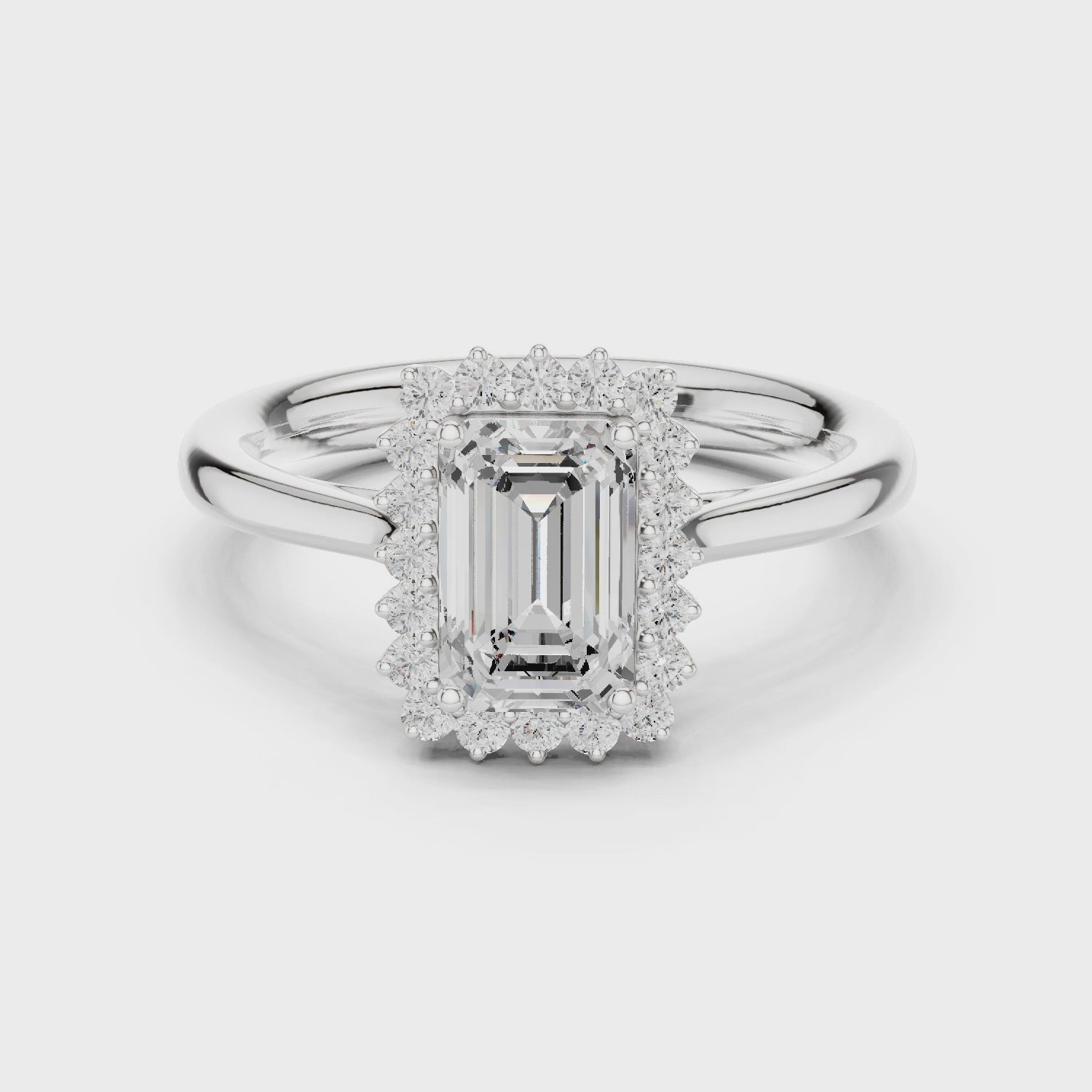 Emerald Halo Diamond Engagement Ring