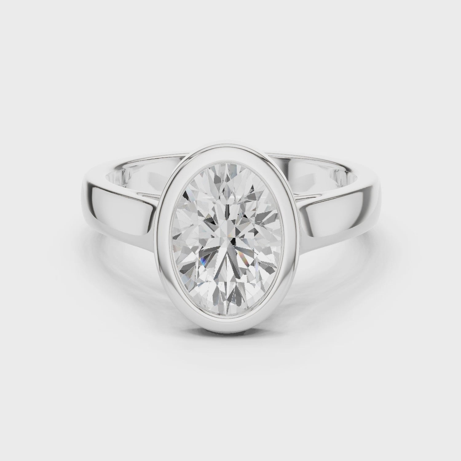 Oval Cut Diamond Bezel Solitaire Engagement Ring