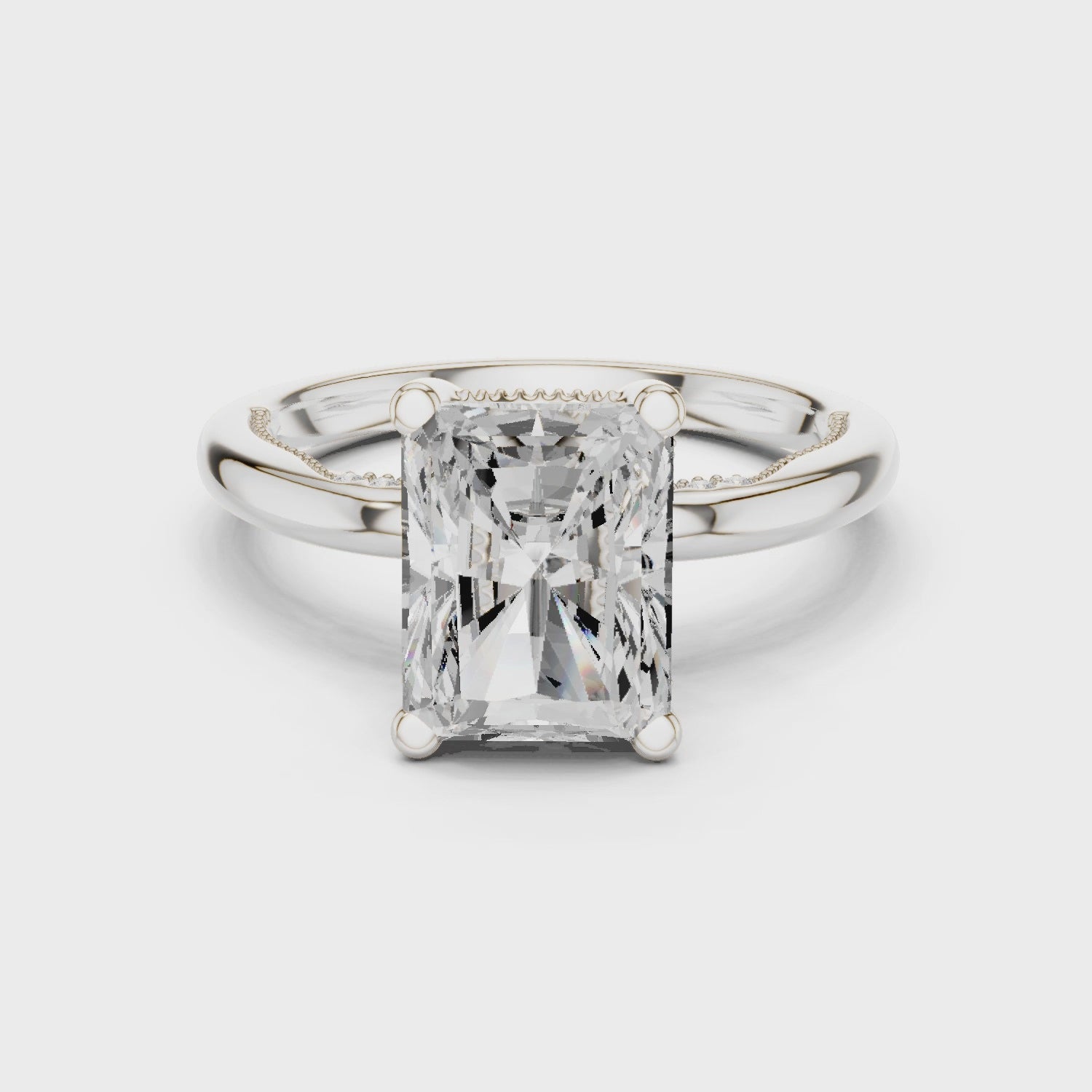 Hidden Halo Radiant Cut Diamond Engagement Ring