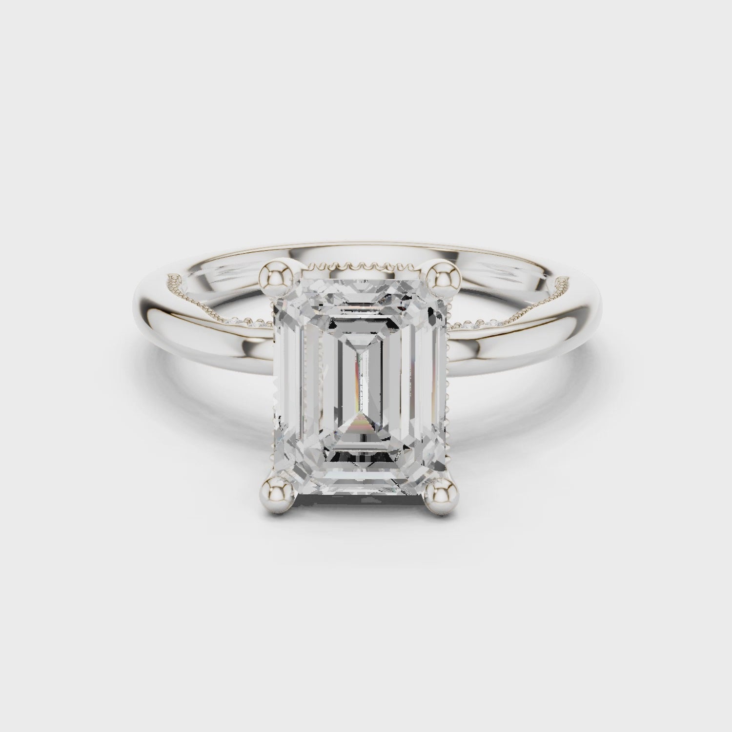Hidden Halo Emerald Cut Diamond Engagement Ring