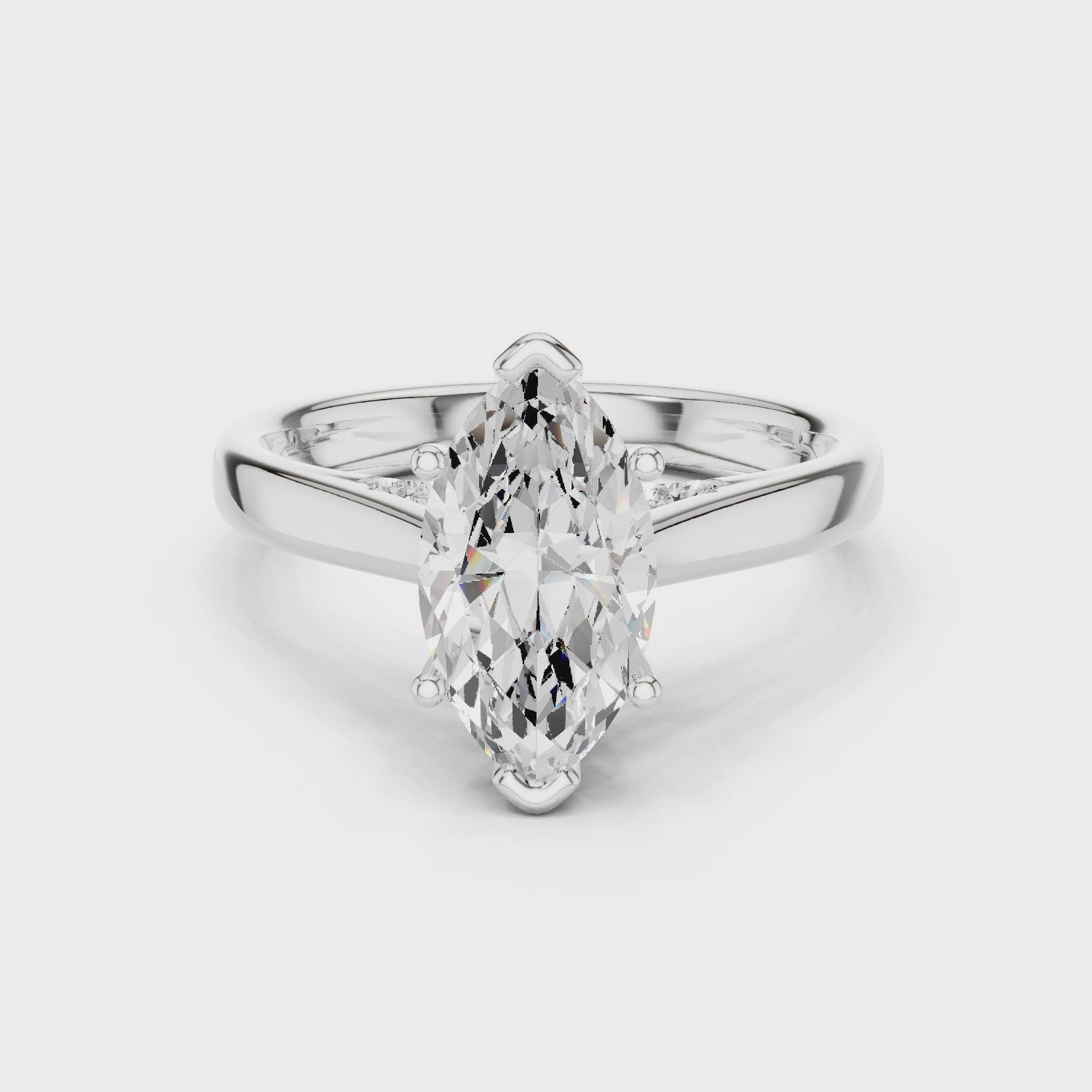Marquise Cut Diamond Cathedral Pave Engagement Ring