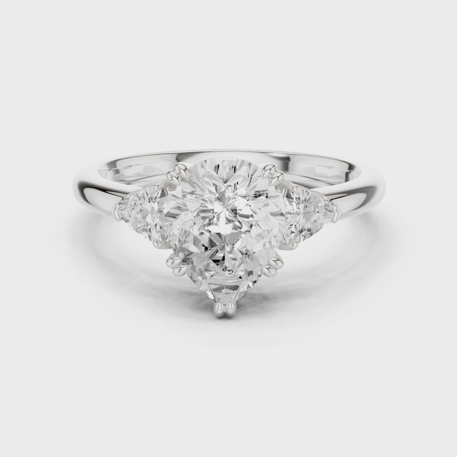 Trillion Side Diamond Pear Shape Engagement Ring