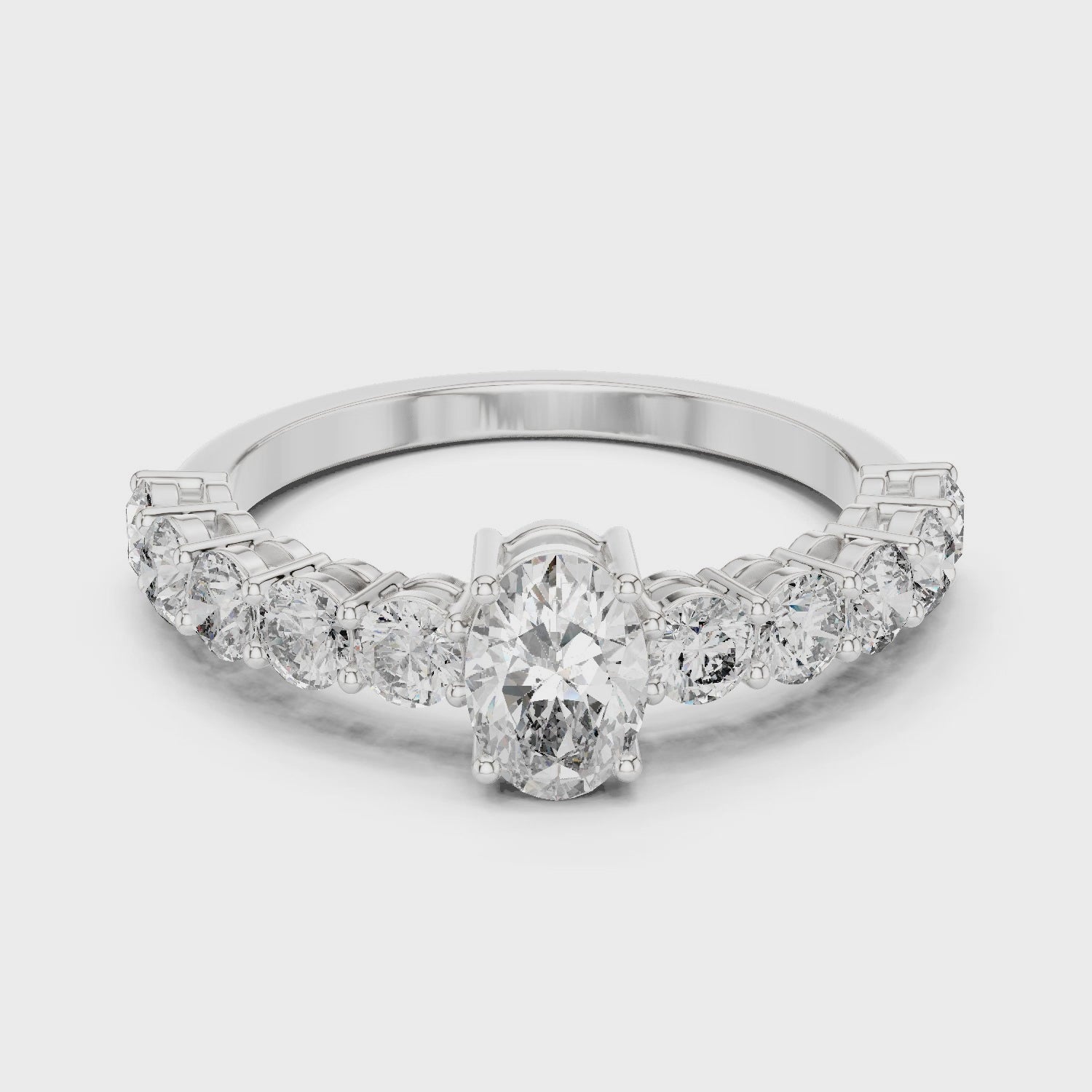 Oval Cut Diamond Half Eternity Engagement Ring