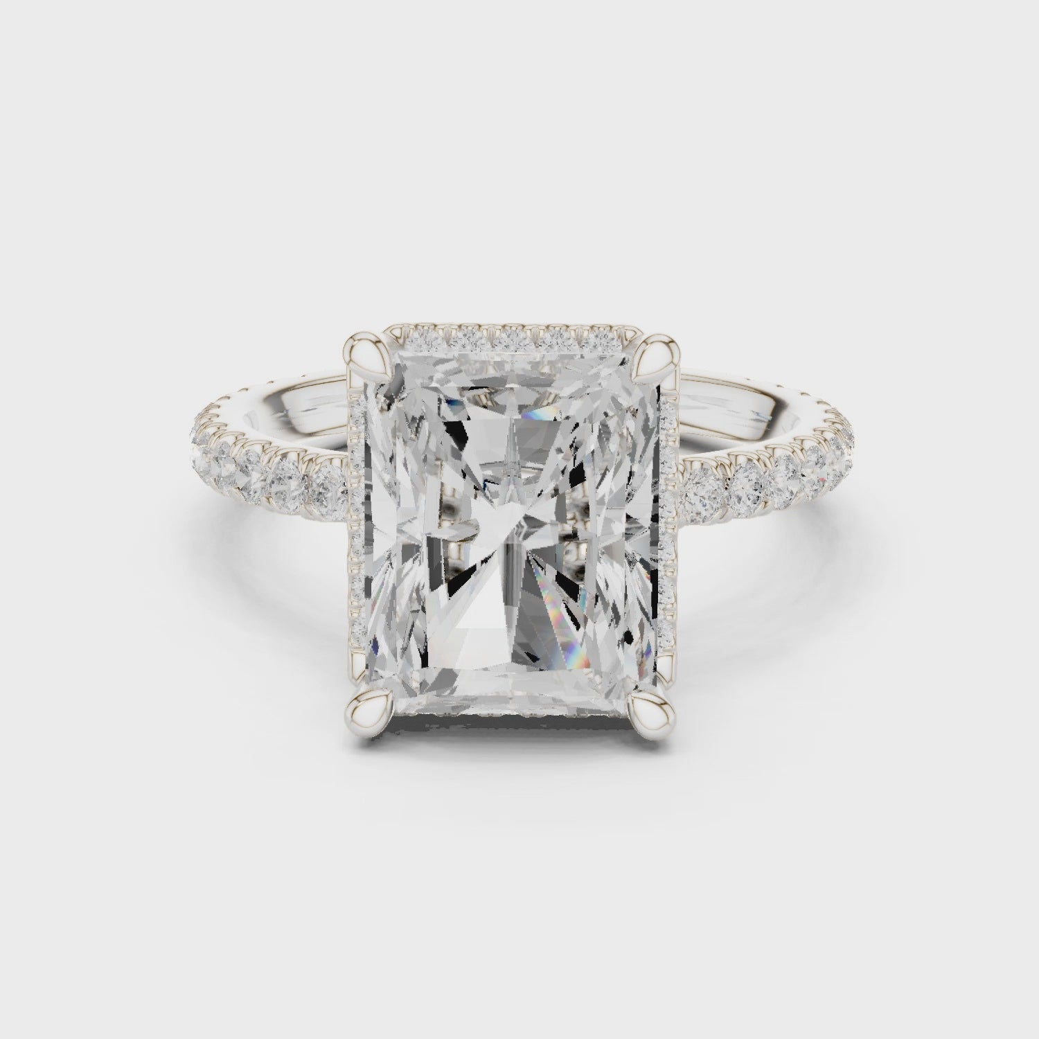 Radiant Diamond Hidden Halo Engagement Ring