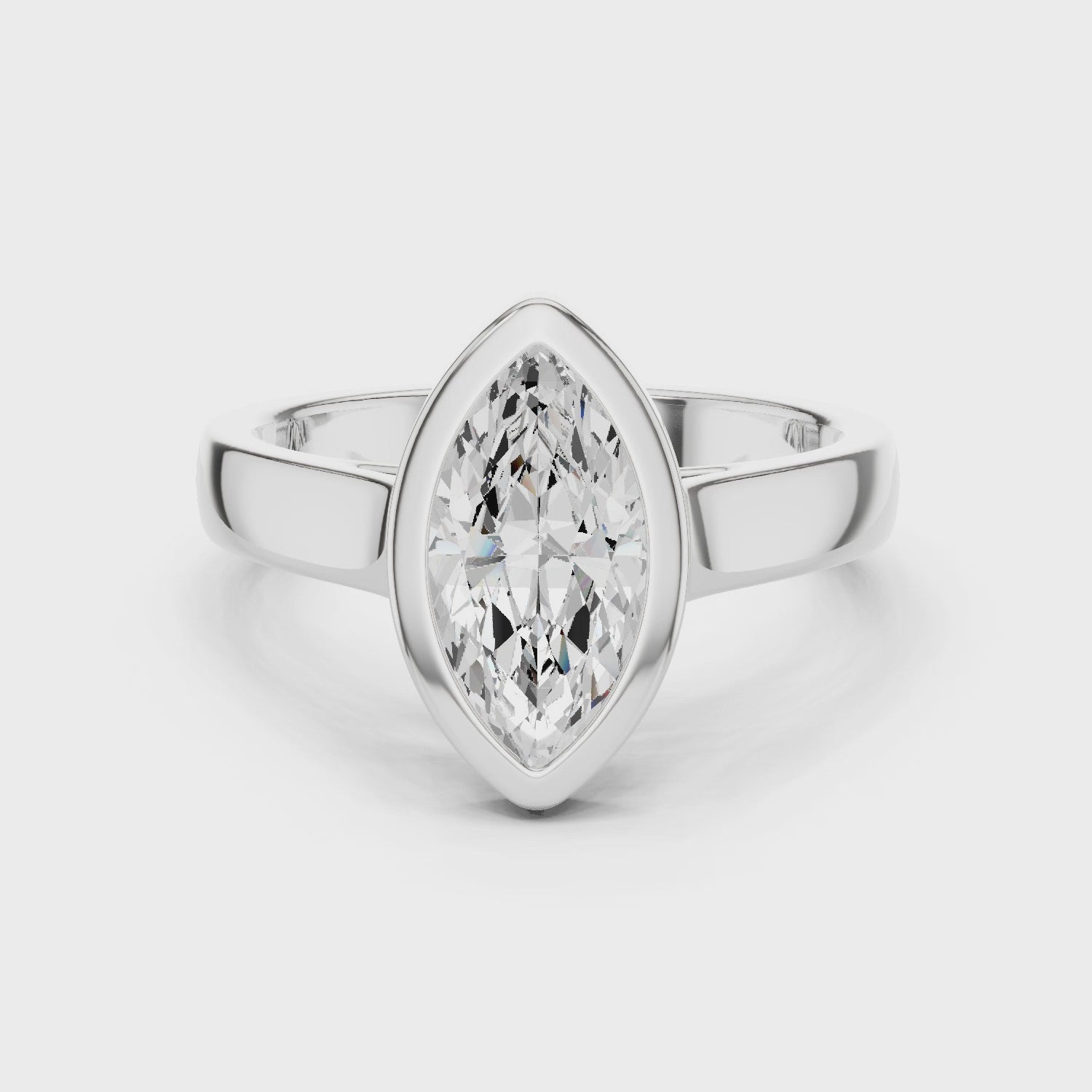 Marquise Cut Diamond Bezel Solitaire Engagement Ring
