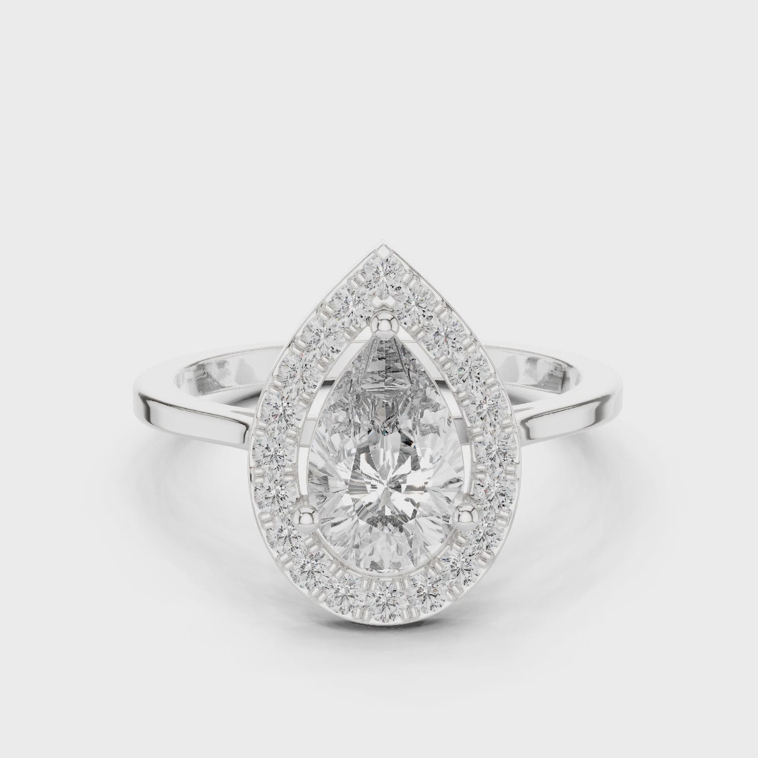 Pear Shaped Halo Diamond Engagement Ring