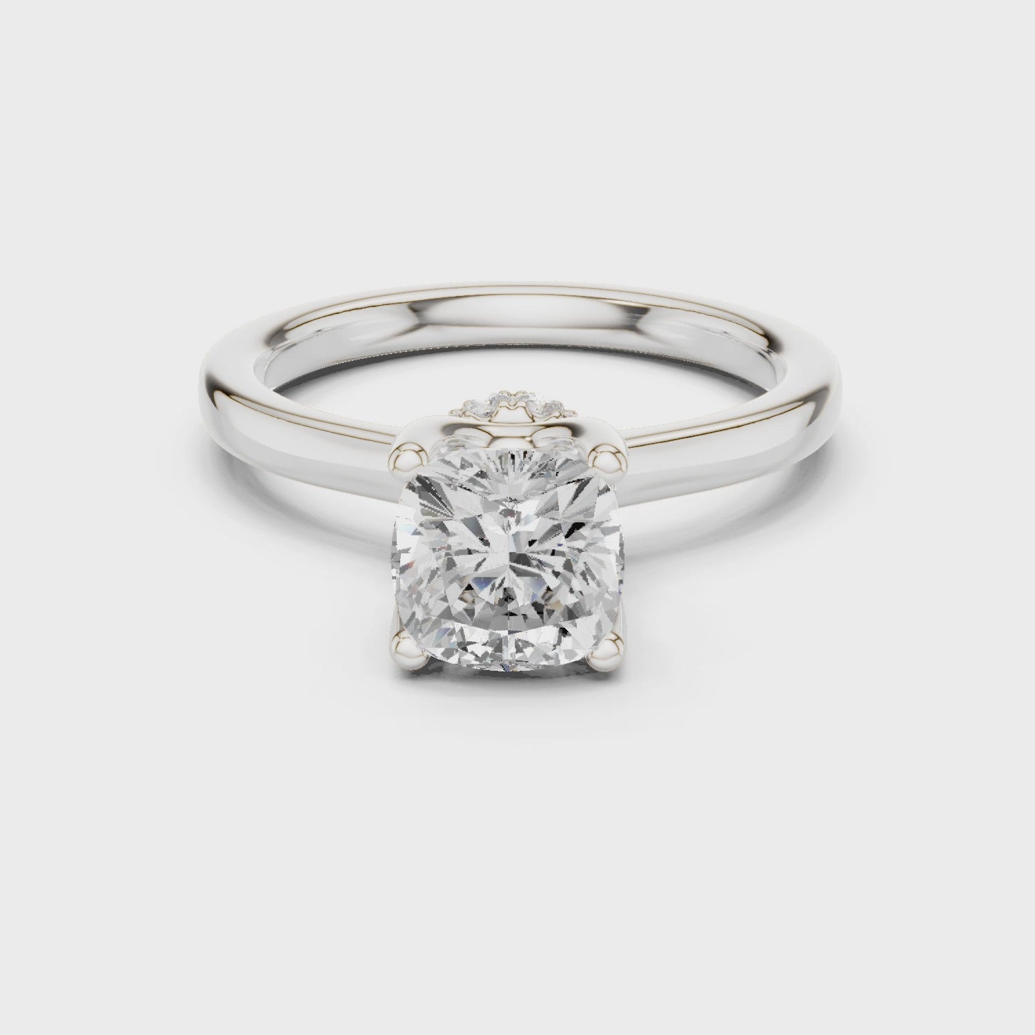 Radiant Shape Diamond Hidden Halo Engagement Ring