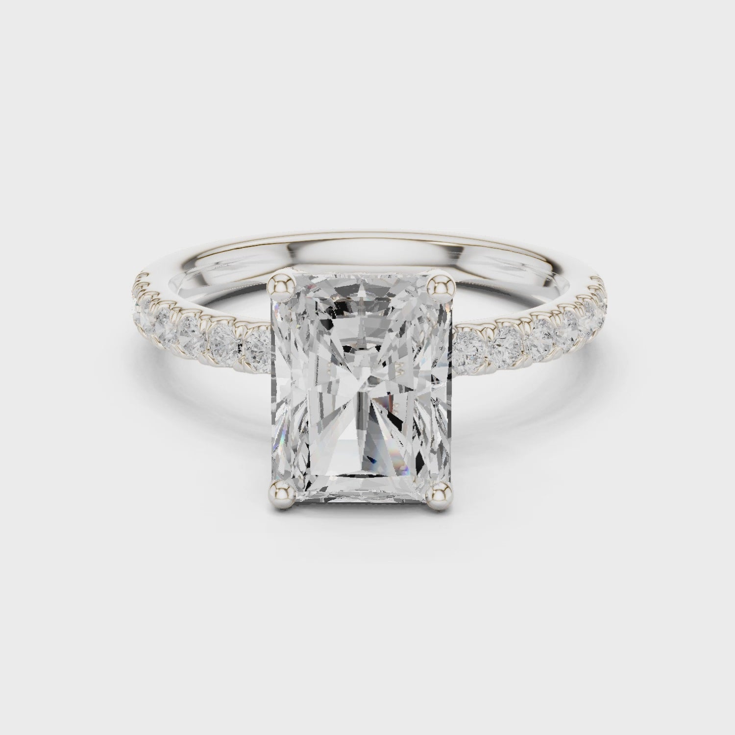 Radiant Diamond Engagement Ring With Pave Band
