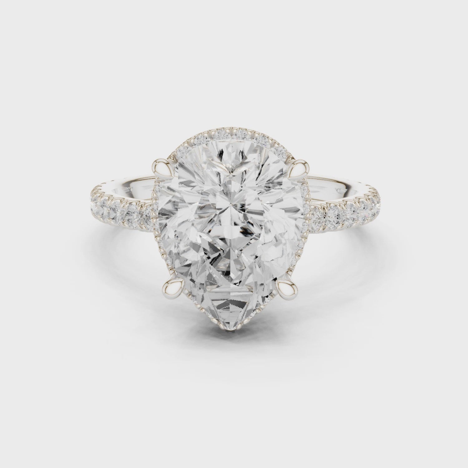 Pear Diamond Hidden Halo Engagement Ring