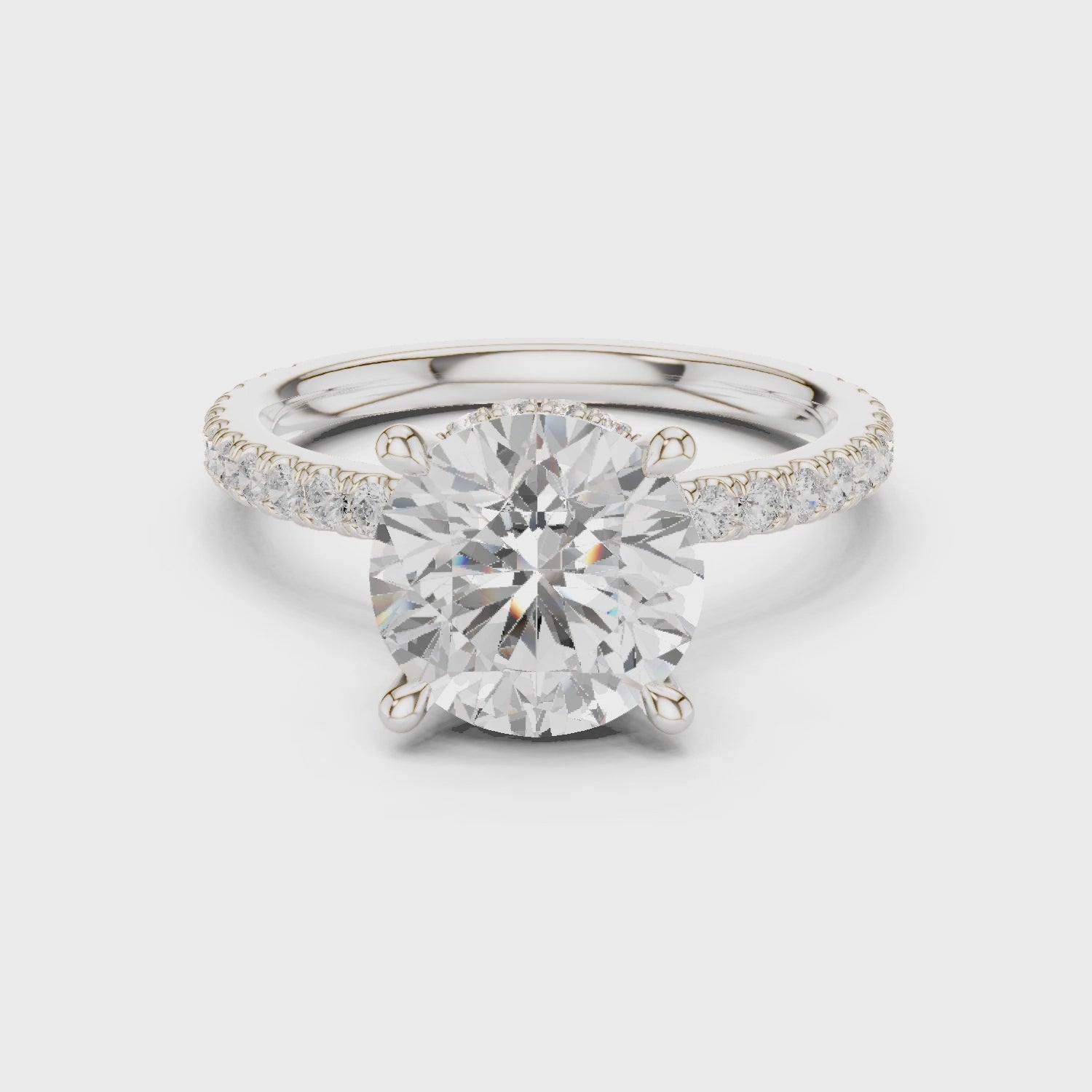 Round Cut Diamond Double Hidden Halo Engagement Ring