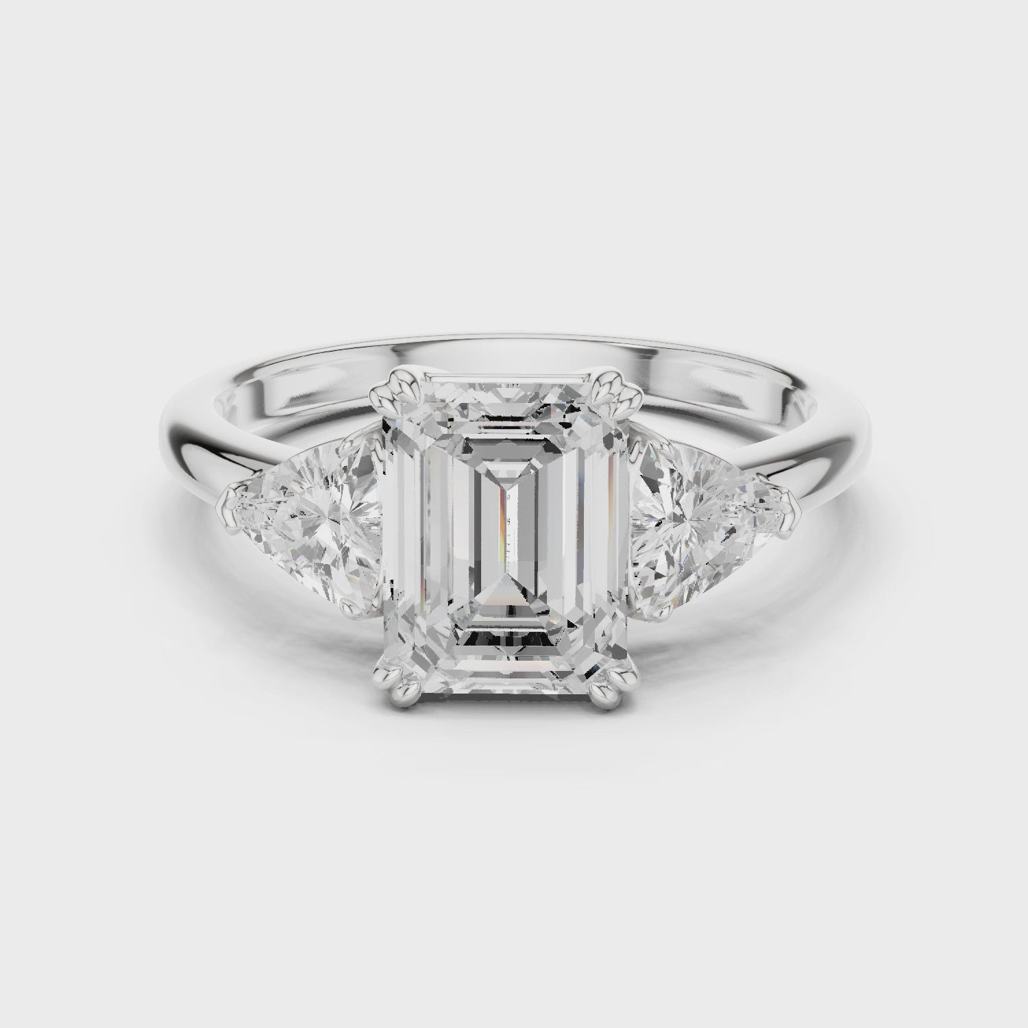 Emerald Cut Diamond Three Stone Engagement Ring