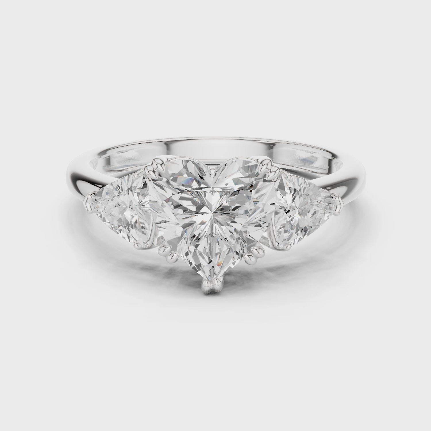 Heart Cut Diamond Three Stone Engagement Ring