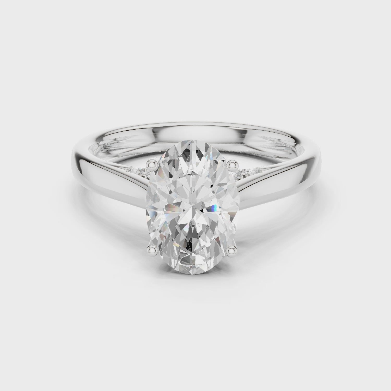 Oval Cut Diamond Cathedral Pave Engagement Ring