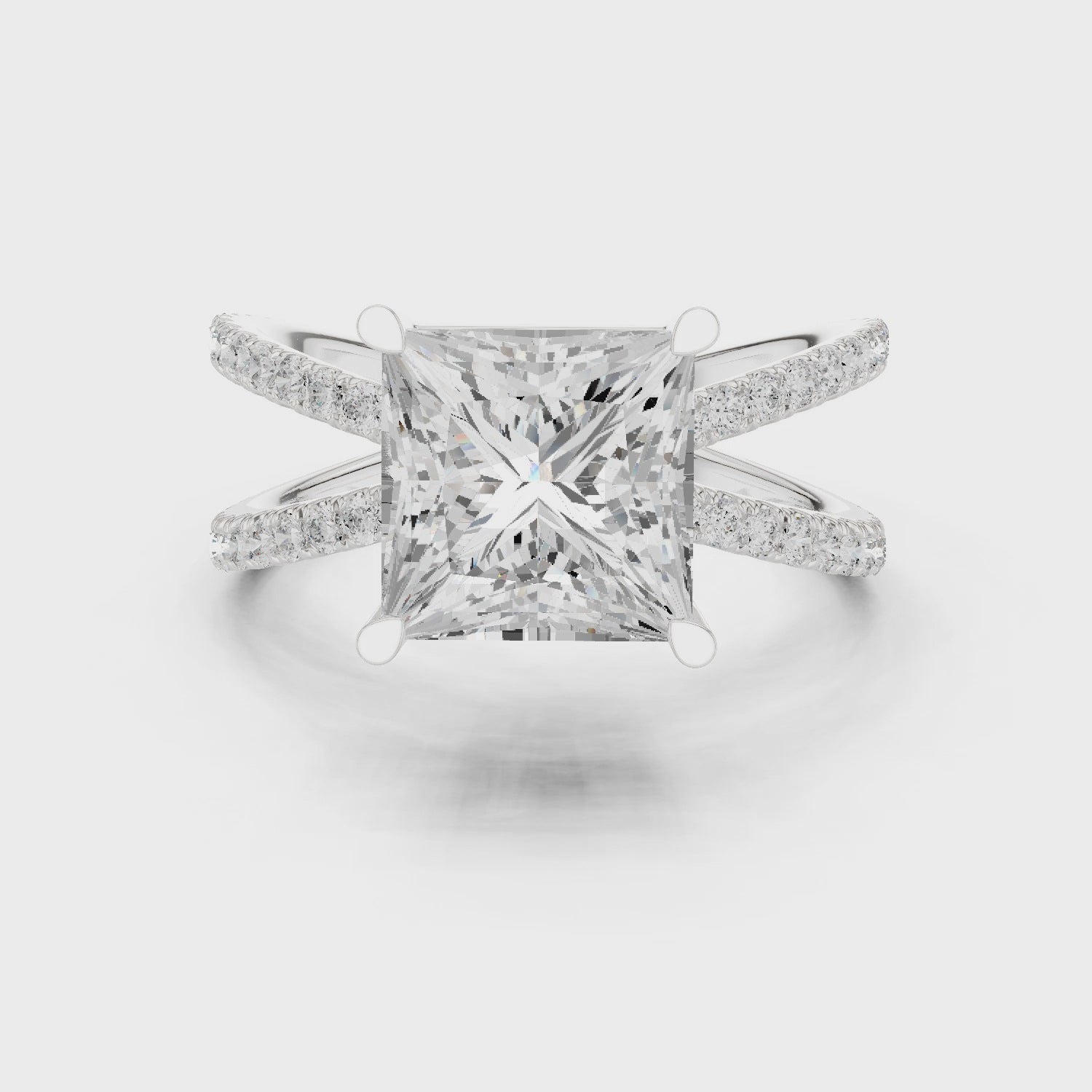 Princess Cut Diamond Split Shank Engagement Ring