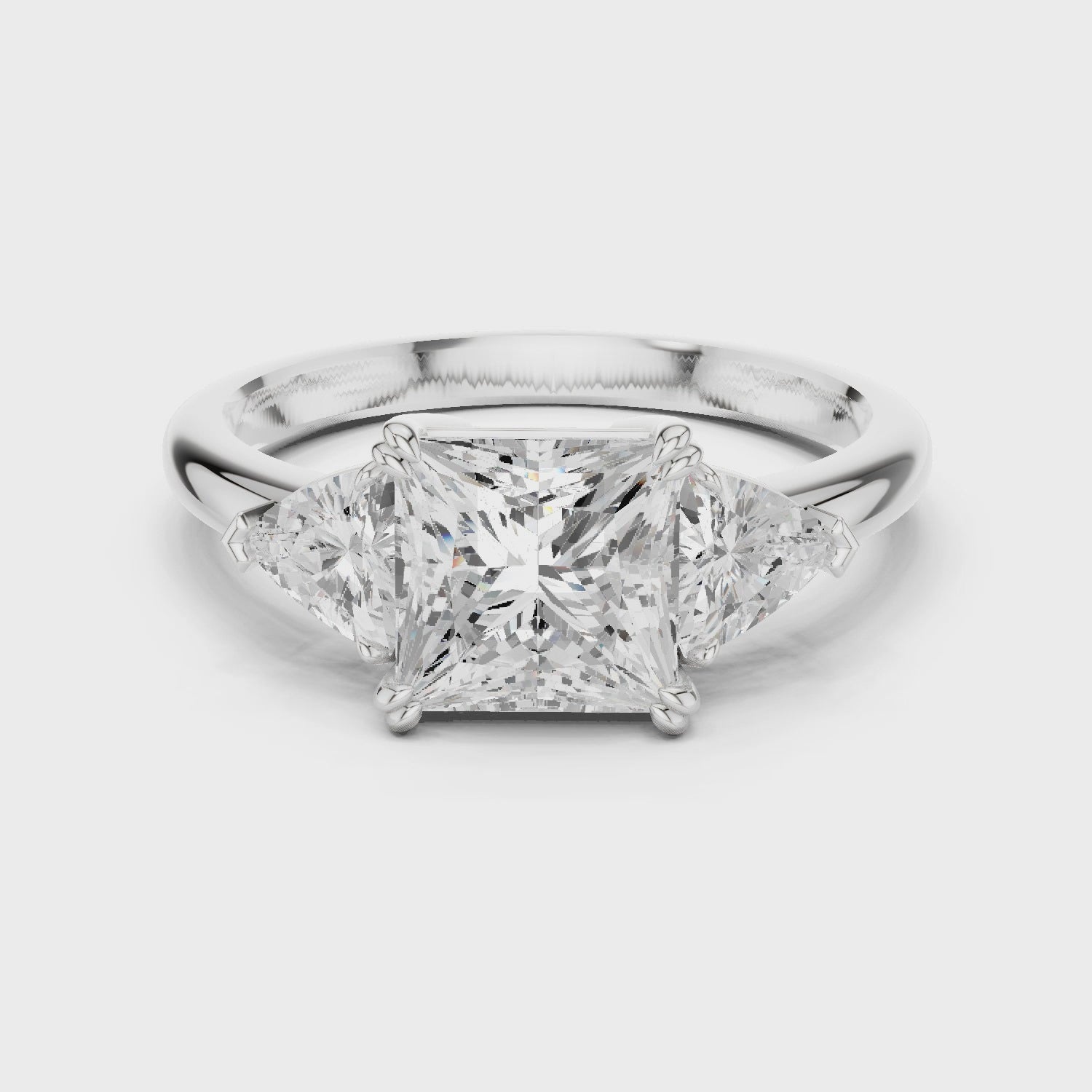 Princess Cut Diamond Three Stone Engagement Ring