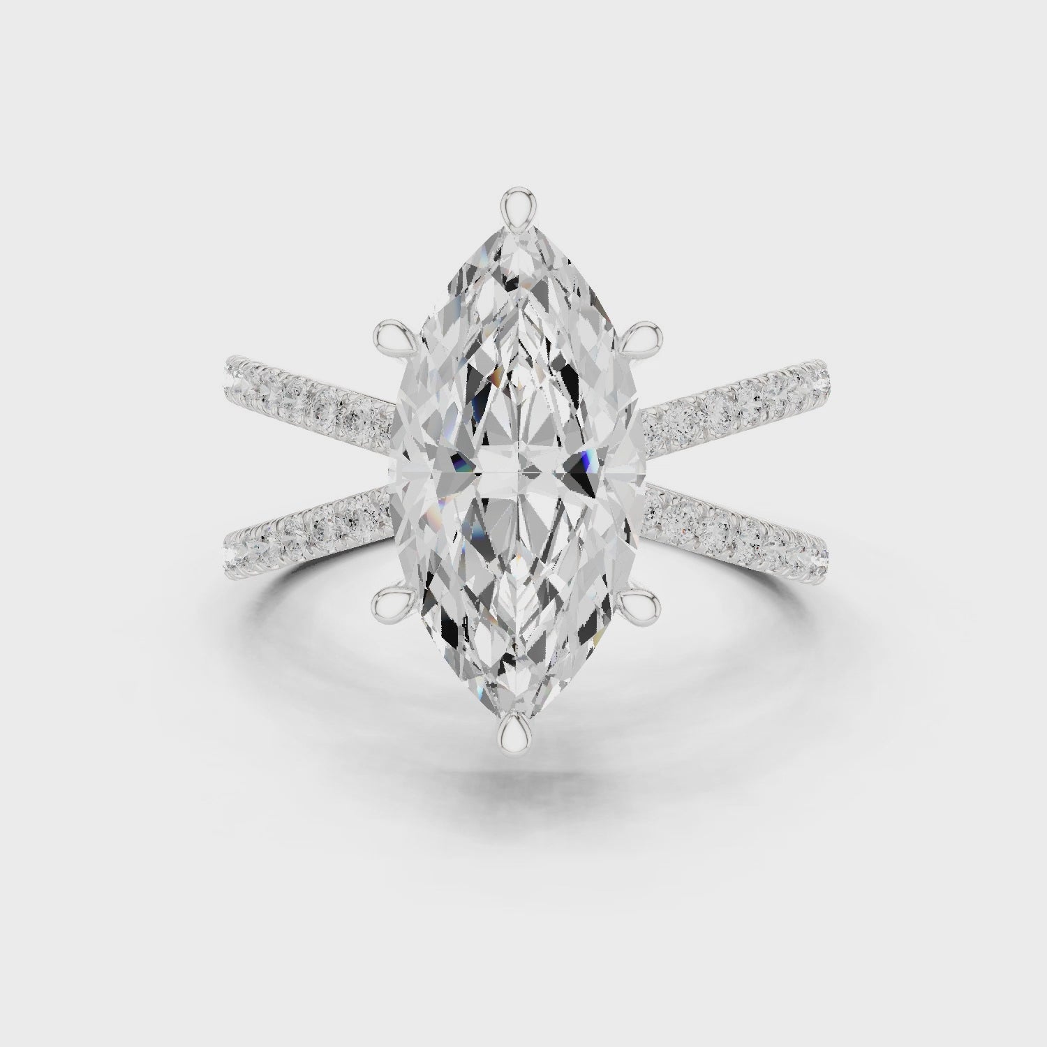 Marquise Cut Diamond Split Shank Engagement Ring