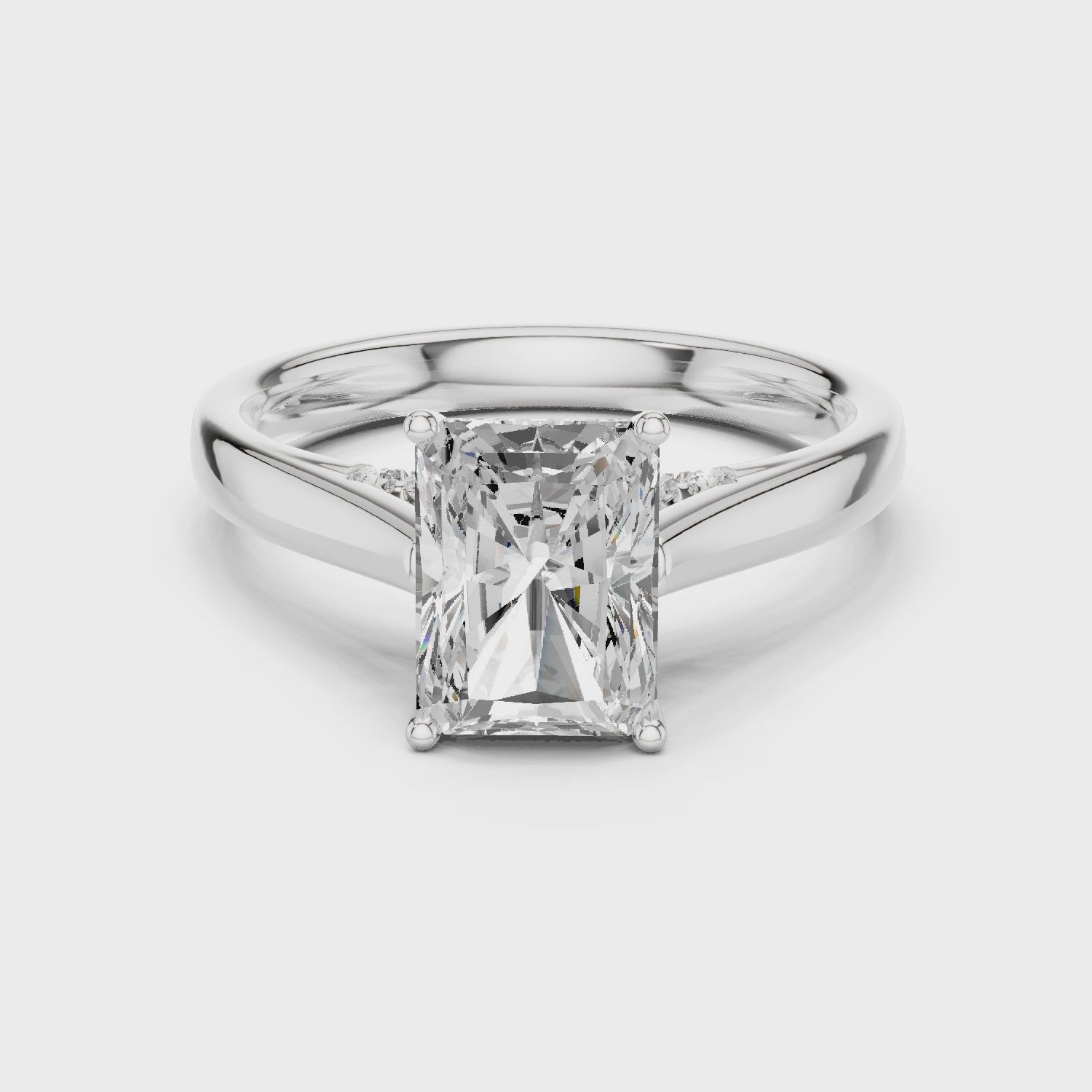 Radiant Cut Diamond Cathedral Pave Engagement Ring