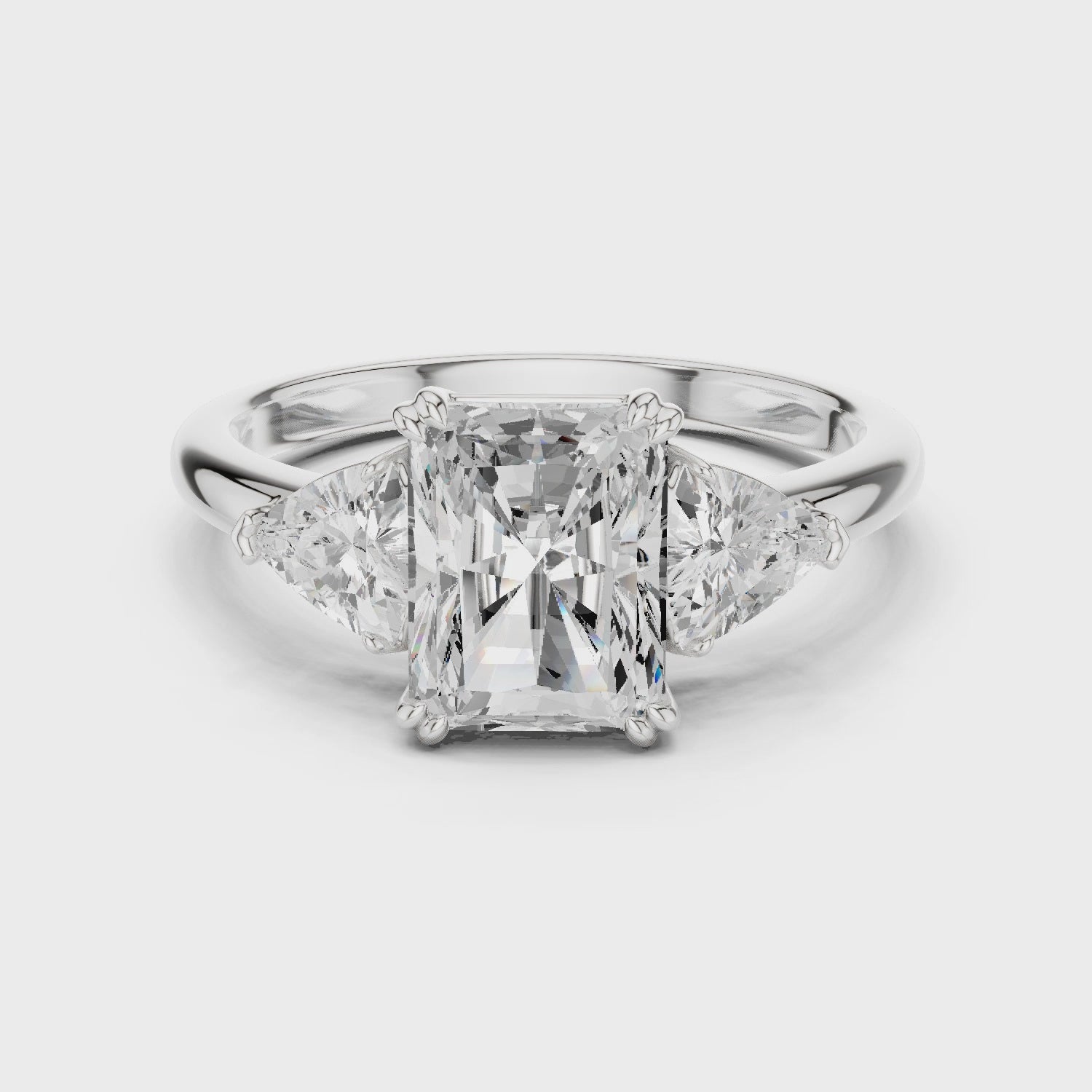 Radiant Cut Diamond Three Stone Engagement Ring