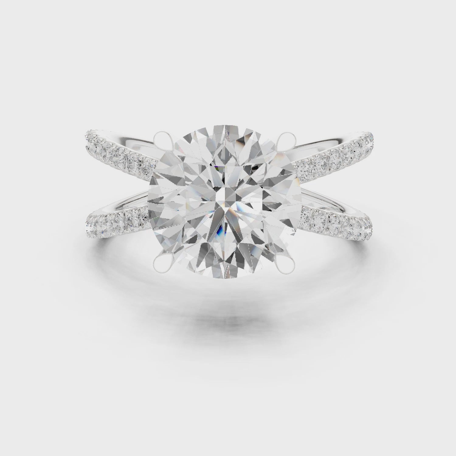 Round Cut Diamond Split Shank Engagement Ring