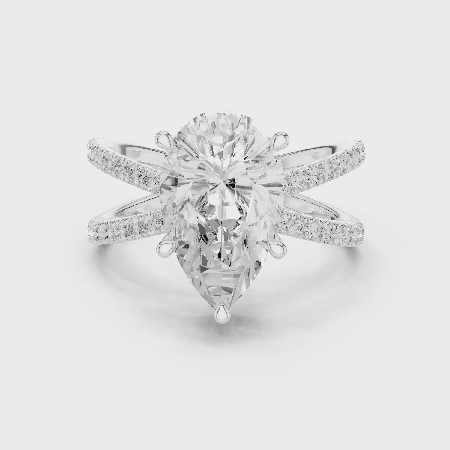 Pear Cut Diamond Split Shank Engagement Ring