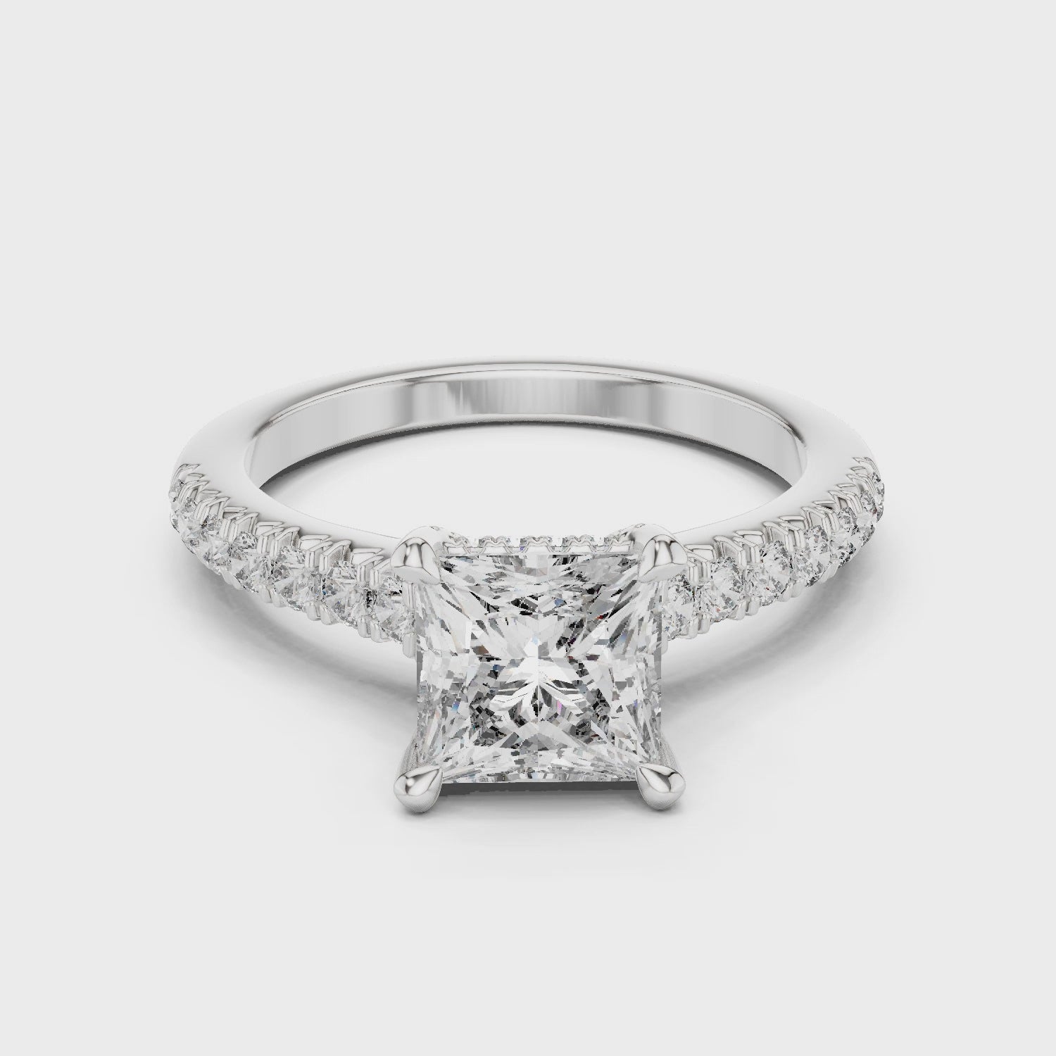 Princess Hidden Halo Diamond Engagement Ring