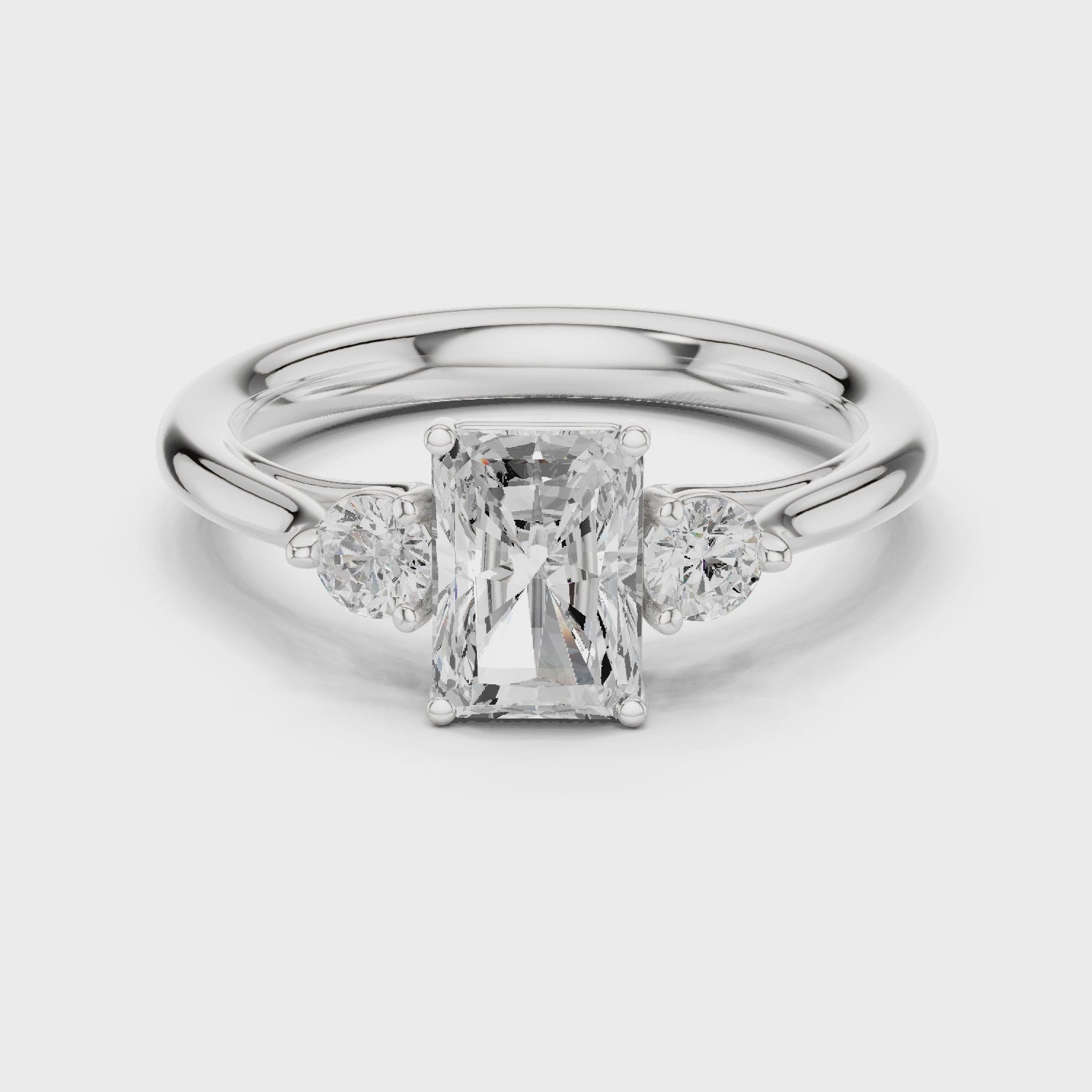 Radiant-Cut Three-Stone Diamond Engagement Ring