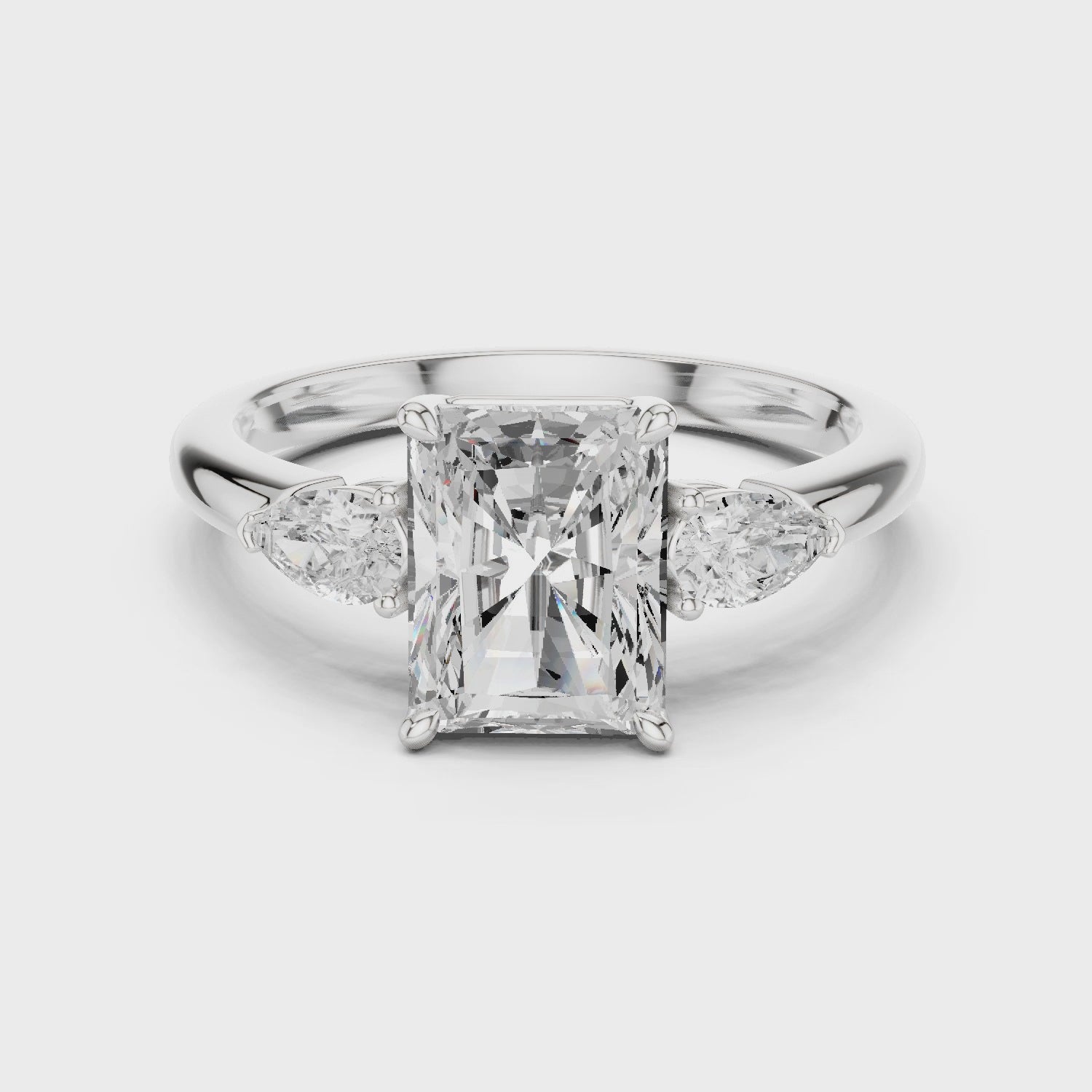 Radiant Cut Diamond Three-Stone Engagement Ring