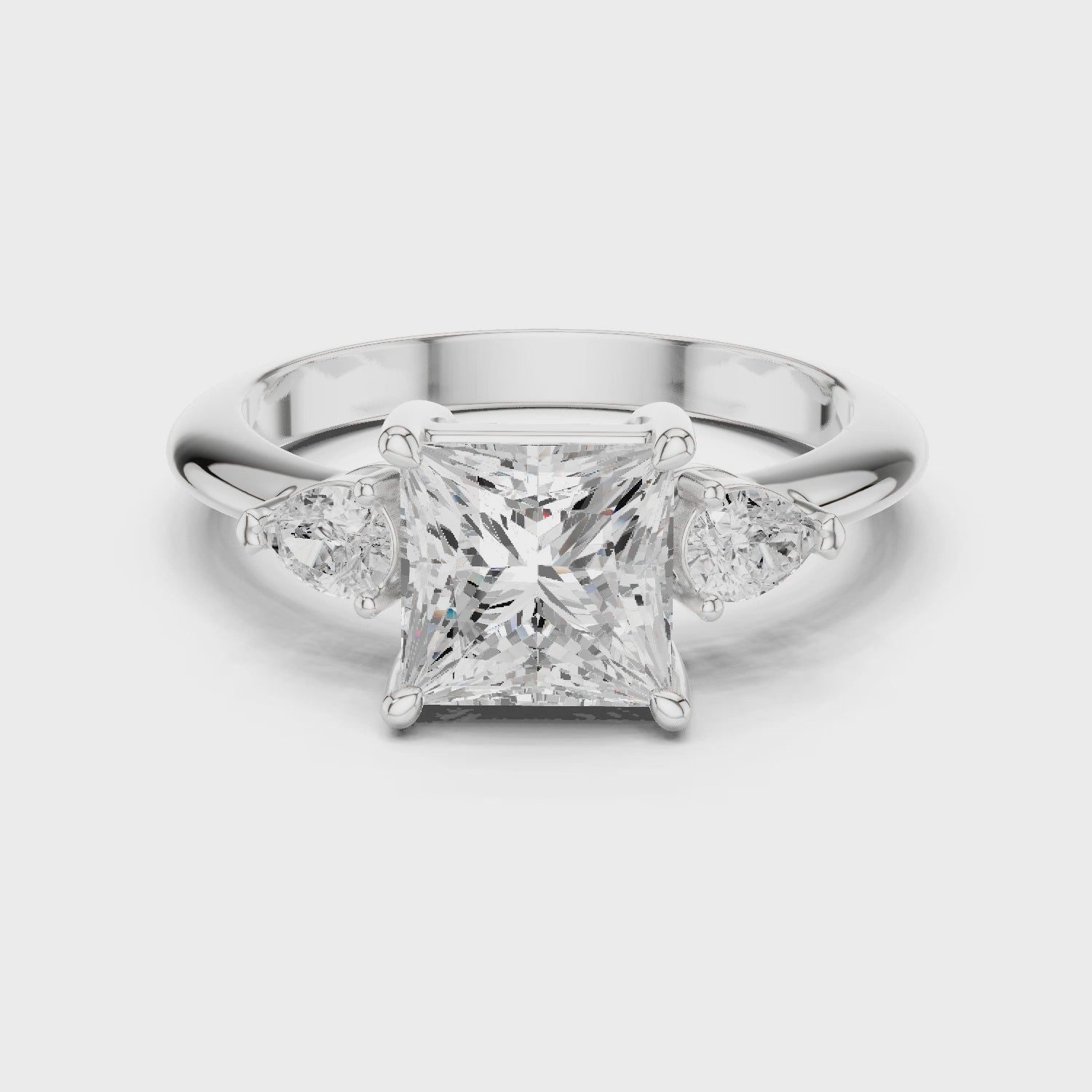 Princess Diamond Solitaire Engagement Ring with Hidden Side Accent