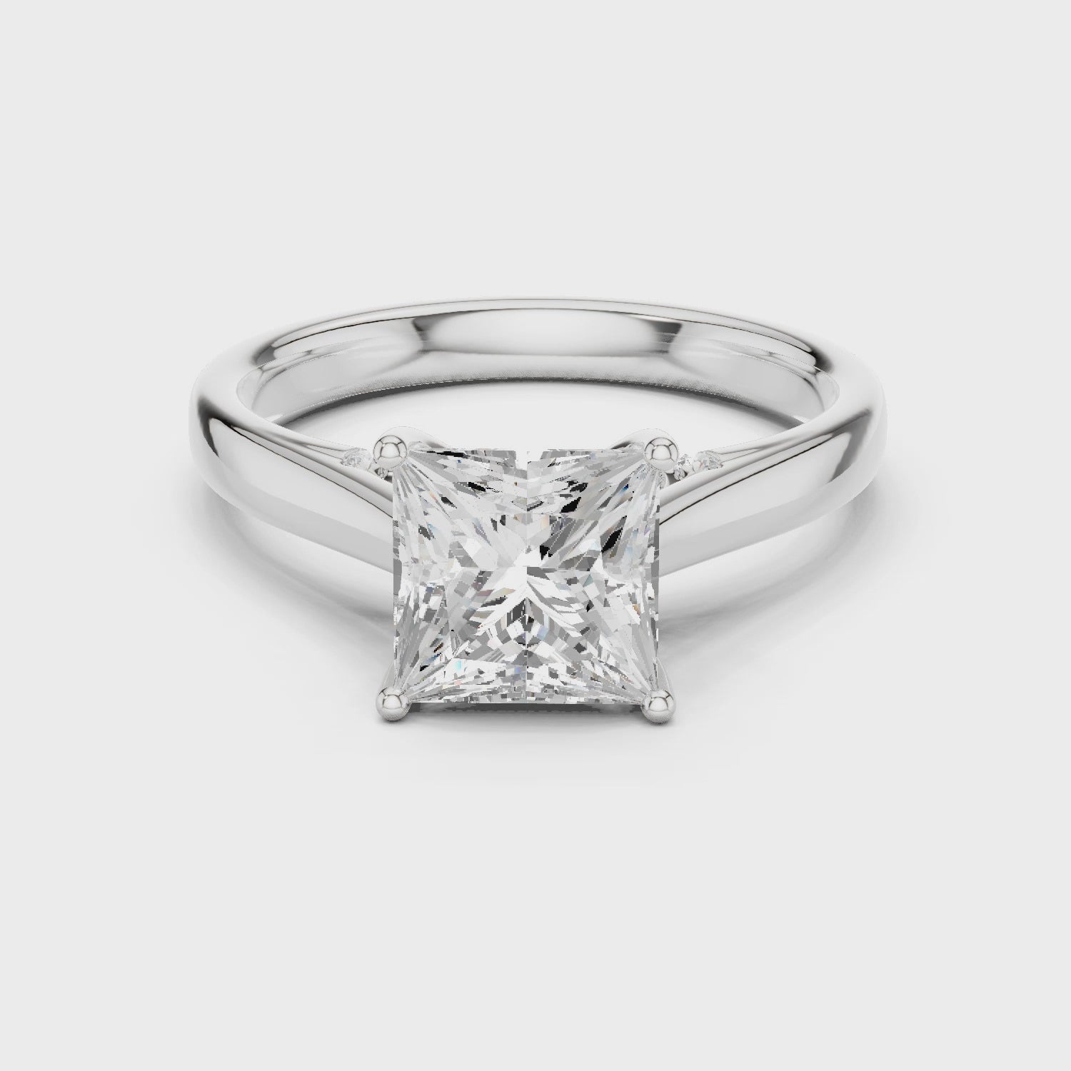 Princess Cut Diamond Cathedral Pave Engagement Ring