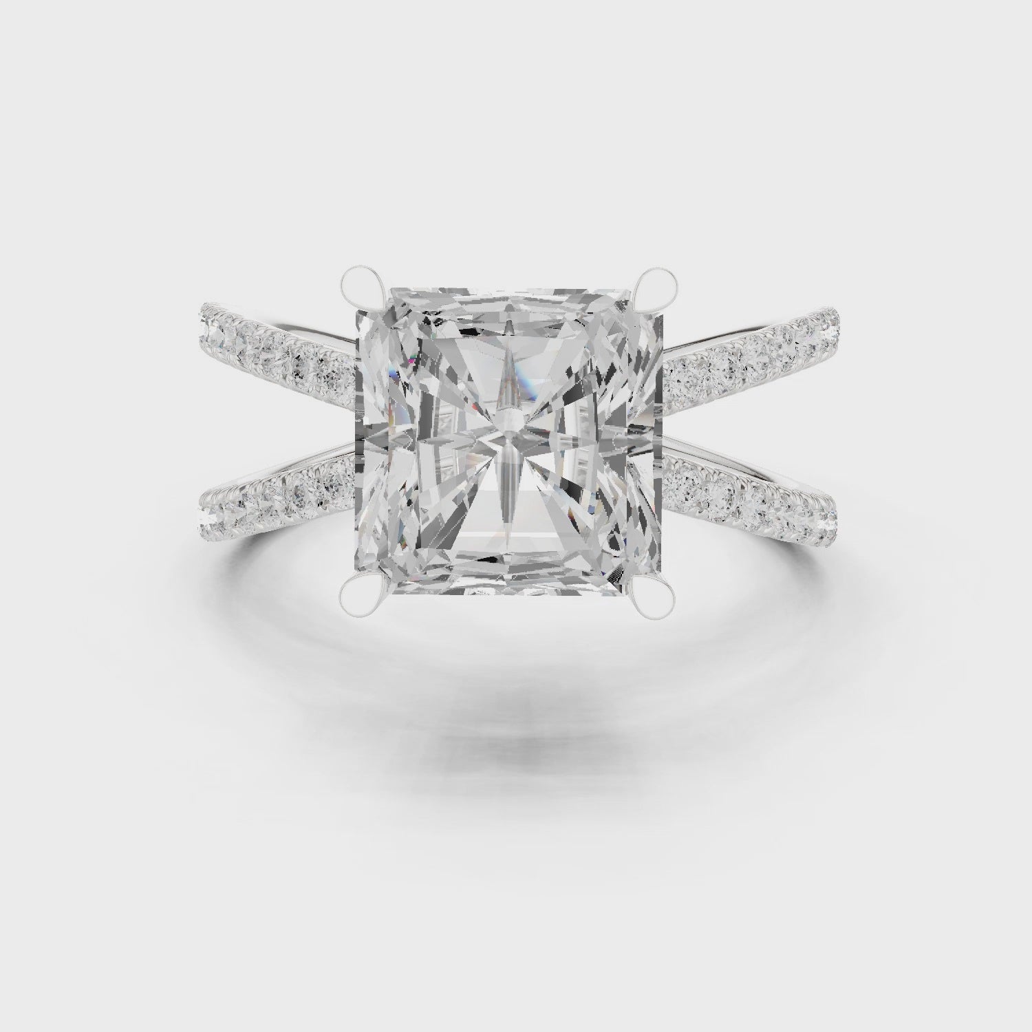 Radiant Cut Diamond Split Shank Engagement Ring